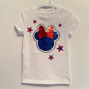 Disney Girls Sequin Minnie Mouse White T-Shirt Size XS (4/5)